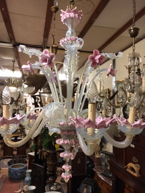 2 pieces venitiaans chandeliers ,6 light points each