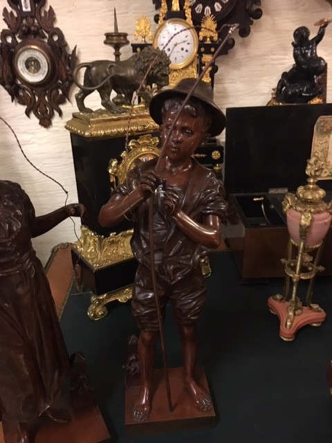 Set of 2 pieces bronze Girl and Boy/H 46 cm