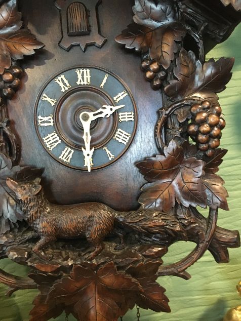 Black forest, cuckoo clock, 3 weight movement, westminster striking mechanism on the hour! Height 85 cm, width 54 cm, depth 30 cm 