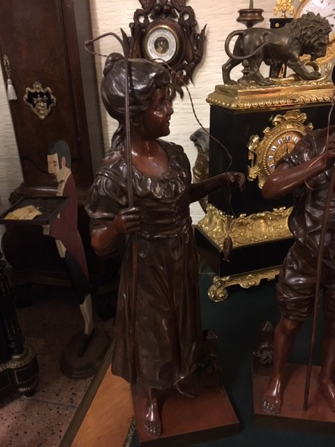 Set of 2 pieces bronze Girl and Boy/H 46 cm